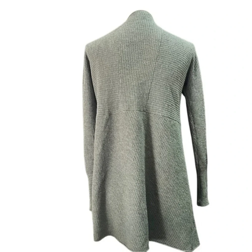 Eileen Fisher Small Drape Front Ribbed Knit Cardigan Sweater Olive‎ Green